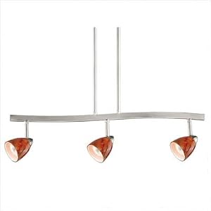 Three Spot Light Pendant in Lava Swirl Glass Finish: Satin Nickel