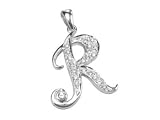 Diamond Script Initial Letter R Pendant, 18k Gold