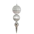 Large Silver Commercial Calabash Shatterproof Finial Christmas Ornament 12"