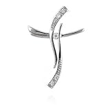 .925 Silver Fashion Pendant - Rhodium - Shiny Cross w/Clear CZs