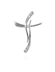 Alexander James White Gold Rhodium Bonded Pendant with Round Cut Clear CZ Accents on a Loose Cross Design in Silvertone Chain Not Included
