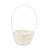 Wald Imports 6-Inch White Bamboo Basket with Handle