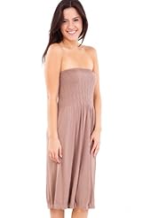 Strapless Nylon/Spandex Shirred  Dress