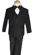 Childrens Tuxedo Black Double Breasted Notch Lapel (Sizes 0-7)-Includes Tuxedo, Shirt, Vest and Bowtie!