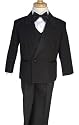 Childrens Tuxedo Black Double Breasted Notch Lapel (Sizes 0-7)-Includes Tuxedo, Shirt, Vest and Bowtie!