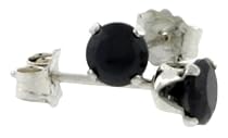 Black CZ 1/4 Carat Size Brilliant Cut Stud Earrings
