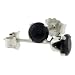 Sterling Silver Black 1/4 Carat Size (each) Brilliant Cut CZ Stud Earrings