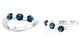 Round Cut London Blue Topaz Three-Stone Ring Sterling Silver