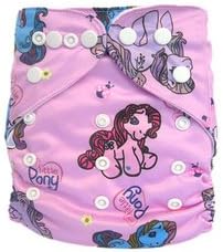 "Crazy Bums" My Little Pony Soft Pocket Cloth Diaper with Microfiber Insert Included Double Row Snaps Waterproof Outer Layer Fits Sizes Newborn to Potty Age Washable, Adjustable Leg Gussets Prevent Leakage Eco-friendly