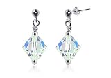 Clear AB 8 MM Swarovski Crystal Bicon Sterling Silver Earrings