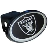 Oakland Raiders Officially licensed NFL plastic hitch cover For SUV and Truck. Fits class III hitch receivers.