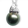 18K white gold Rainbow Black Tahitian cultured pearl and diamond pendant