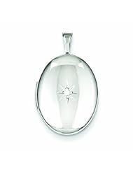 Genuine .925 Sterling Silver & Diamond Polished 19mm Oval Locket 2.7 Grams. 100% Satisfaction Guaranteed.