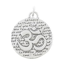 Round Reversible Om Pendant with Words of Inspiration in Sterling Silver, #7970