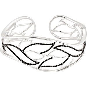 Genuine IceCarats Designer Jewelry Gift Sterling Silver Genuine Spinel And Diamond Hinged Cuff Bracelet