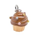 Hand Painted Charm Cupcake With Chocolate Frosting And Sprinkles 14mm (1)