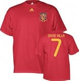 31HHpTT0r8L. SL160  David Villa Spain 2010 World Cup # 7 Futbol / Soccer Red Jersey Name And Number Youth T Shirt