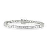 Sterling Silver Genuine Blue Topaz Stone and Genuine Diamond Accent S and Oval Tennis Bracelet
