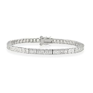 Sterling Silver .925 Simulated Diamond cz Square Cube Tennis Bracelet by SilverSpeck.com