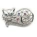 Multi-Color Austrian Rhinestone Silver-Tone Kitty Cat Brooch Pin