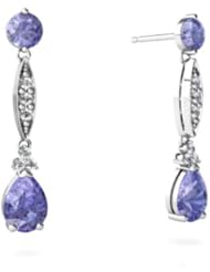 Genuine Tanzanite 14kt White Gold Dangle Drop Earrings