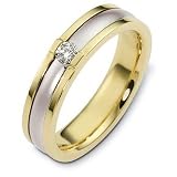 5.5mm 14 Karat Two-Tone Gold Diamond Comfort Fit Wedding Band Ring