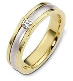 14 Karat Yellow Gold and Titanium Designer 5.5mm Diamond Wedding Band