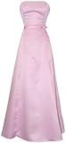 50's Strapless Satin Long Gown Bridesmaid Prom Dress Holiday Formal Junior Plus Size, 2X, Pink