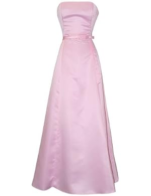 50s Strapless Satin Long Gown Bridesmaid Prom Dress Holi