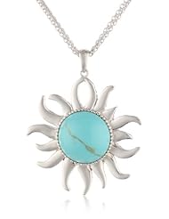 Sterling Silver Gemstone Sunshine Pendant Necklace, 18"