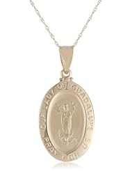 Duragold 14K Yellow Gold Polished Lady Guadalupe Pendant Necklace, 18"