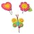 Set of 3 Girl Coat Hooks; Butterfly, Flower, Heart