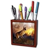 Dinzas Art Dogs - German Shepherd - Tile Pen Holders-5 inch tile pen holder