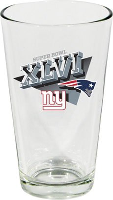 Super Bowl 46 XLVI New York Giants vs New England Patriots Beer Soda Pint Glass
