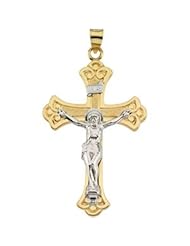 Clevereves 14K Yellow Gold 45.00X31.00 mm Two Tone Crucifix Pendant