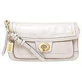 Coach Hamptons Vintage Winter White Clutch Wristlet Handbag Brass 12450 $398