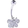 Solid 14kt White Gold Genuine Diamond Butterfly Belly Ring