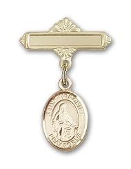 14K Gold Baby Badge with St. Veronica Charm and Polished Badge Pin