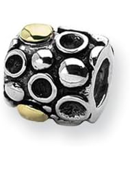 Spotted Bali Charm in Silver and Yellow Gold for 3mm Bracelets
