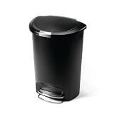 simplehuman 50L-Liter / 13-Gallon Semi-Round Step Trash Can, Black Plastic ~ simplehuman