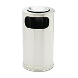Designer Line Fire-Safe Ash/Trash, Round, Steel, 12gal, SS/BK