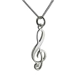 Sterling silver solid G Clef with a Curb chain