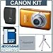 Canon PowerShot 100HS Digital ELPH Camera Kit - Orange - with 8GB SD Memory Card,Spare NB-4L Type Lithium-ion Battery, Camera Case, Table Top Tripod