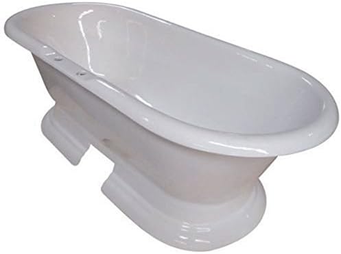 72" Large Cast Iron Double Ended White Pedestal Freestanding Bathtub