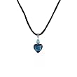 Necklace - N72 - Heart Shape Murano Style Glass ~ Black and Aqua Blue Stripe ~ SERENITY CRYSTALS
