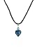 Necklace - N72 - Heart Shape Murano Style Glass ~ Black and Aqua Blue Stripe