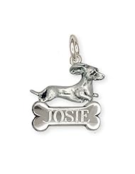 Dachshund Personalized Charm With Engraveable Bone Accent Jewelry
