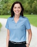 Devon & Jones Ladies Pima Pique Short-Sleeve Y-Collar Polo - WHITE - S