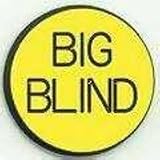BIG BLIND BUTTON, plastic, yellow with black writing