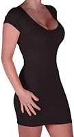 EyeCatch - Annalise Womens V Neck Cap Sleeve Bodycon Stretch Short Ladies Mini Dress